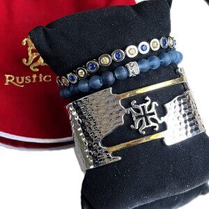 GIFT BAG INCLUDED Rustic Cuff Set of THREE stackable Bracelets Set